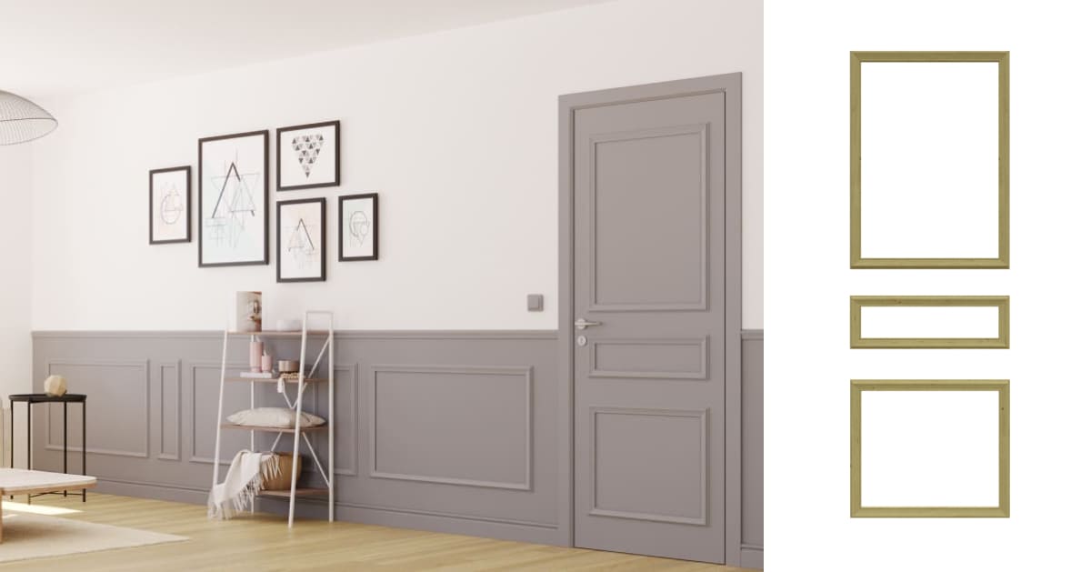 porte relookée avec des moulures en bois