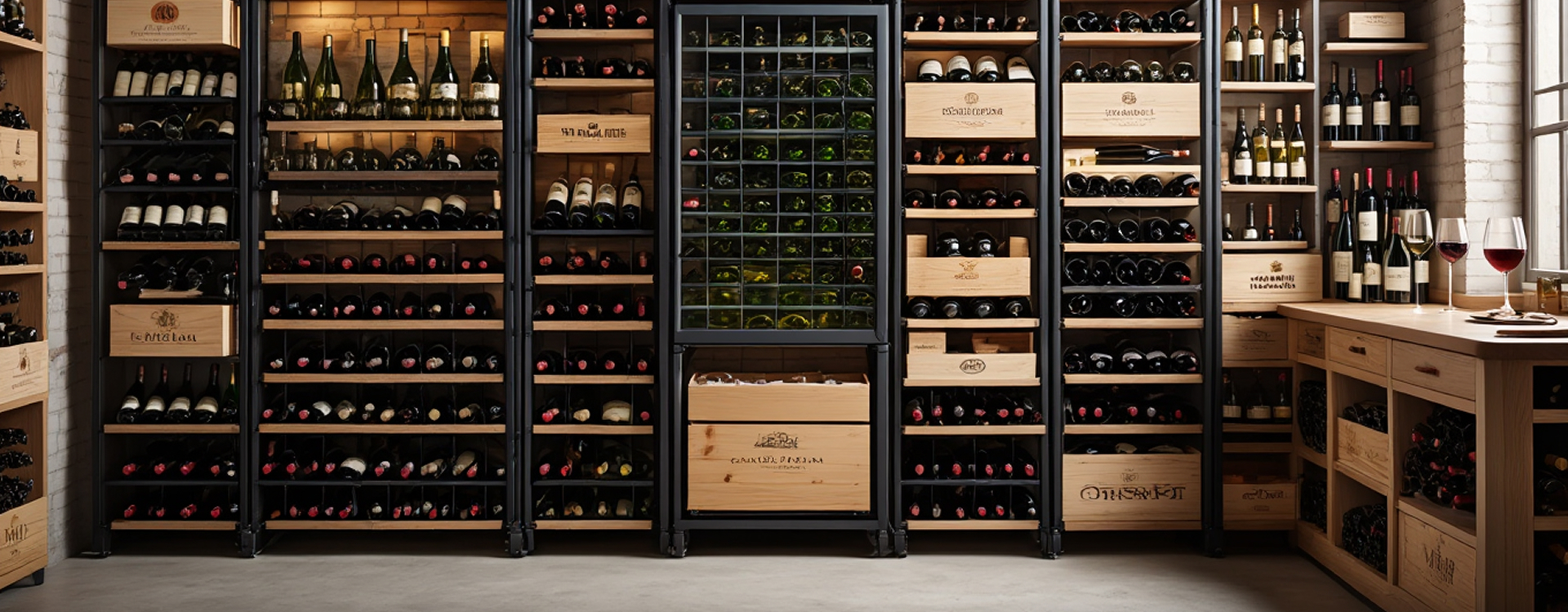 Structure en métal noir pour rangement bouteille de vin