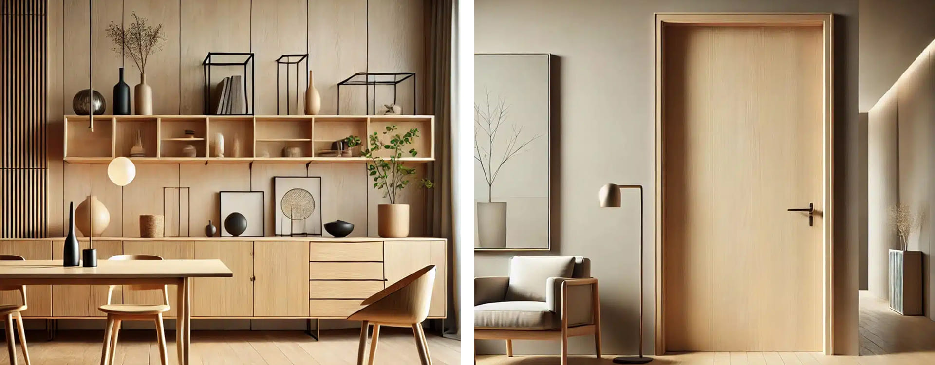 Revêtement mur et porte avec du placage bois