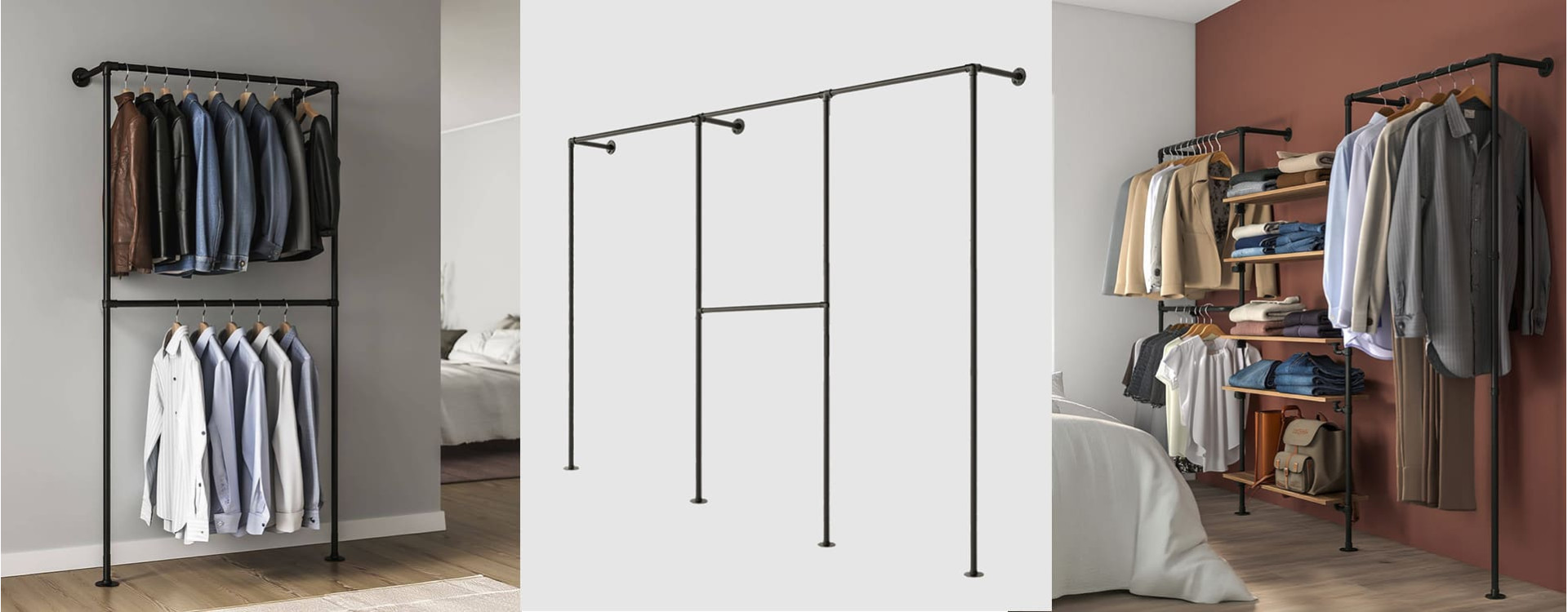 Dressing ouvert modulable et ajustable en métal noir