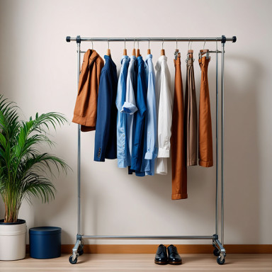 Portant et dressing mobile sur roulettes en métal