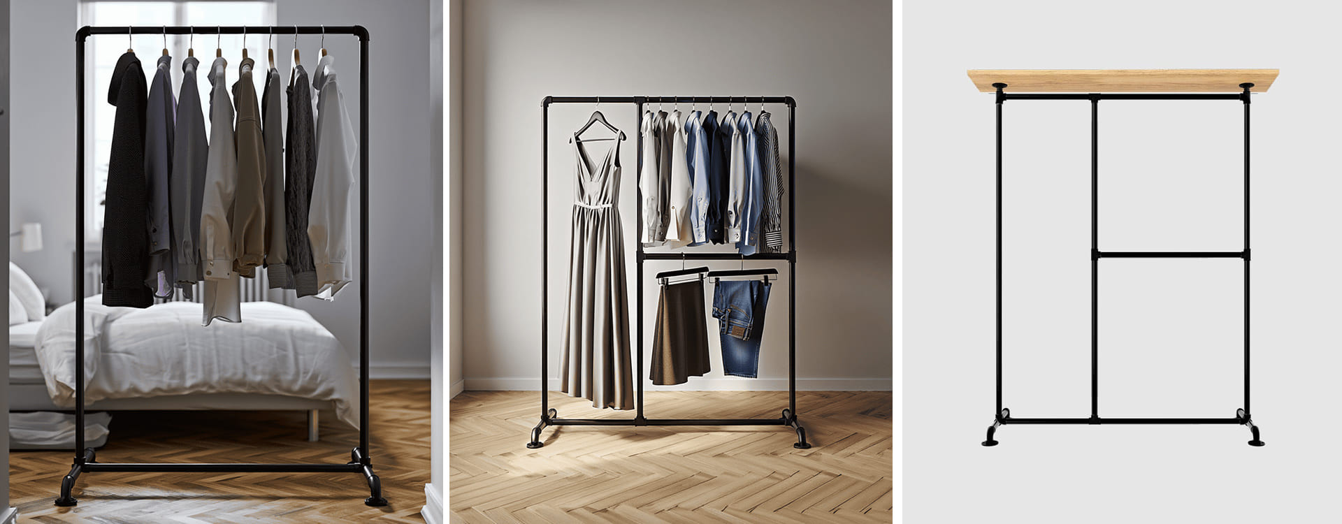 Valet de chambre design et moderne en métal noir