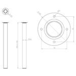 Dimensions pieds plan de travail rond