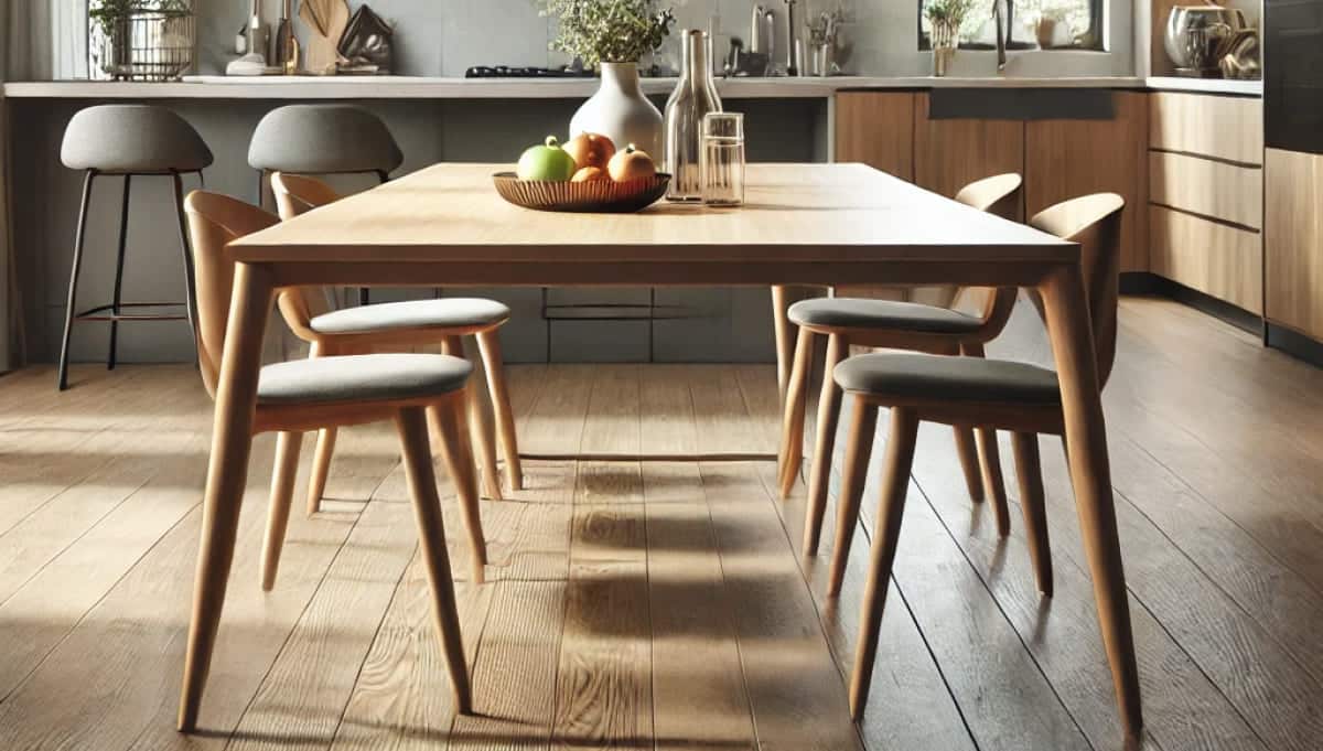 Table avec pieds en bois